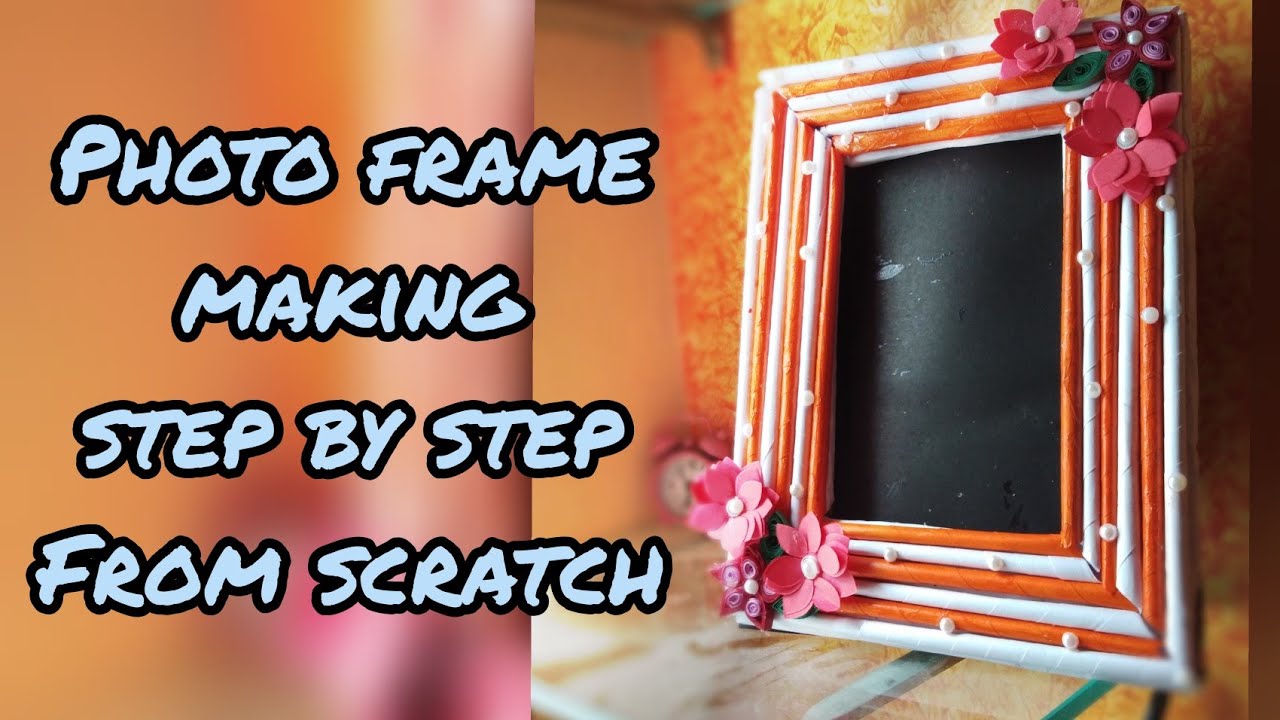 Photo frame making using cardboard Quilling photo frame making from