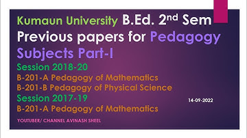 B.Ed. 2nd Sem 2018-20 Pedagogy papers Part- 1