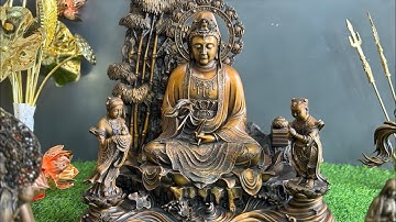 Tượng Quan Âm đồng tử – Bộ tượng Công Giáo đồng – Rồng nhả châu – Binh khí Bát Bửu