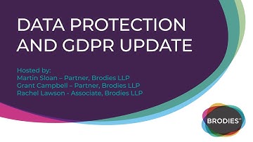 Data Protection and GDPR update