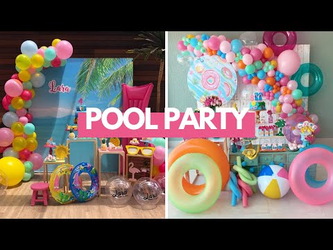 DIY DECORAÇÃO TEMA POOL PARTY, PAINEL + ARCO DESCONSTRUÍDO