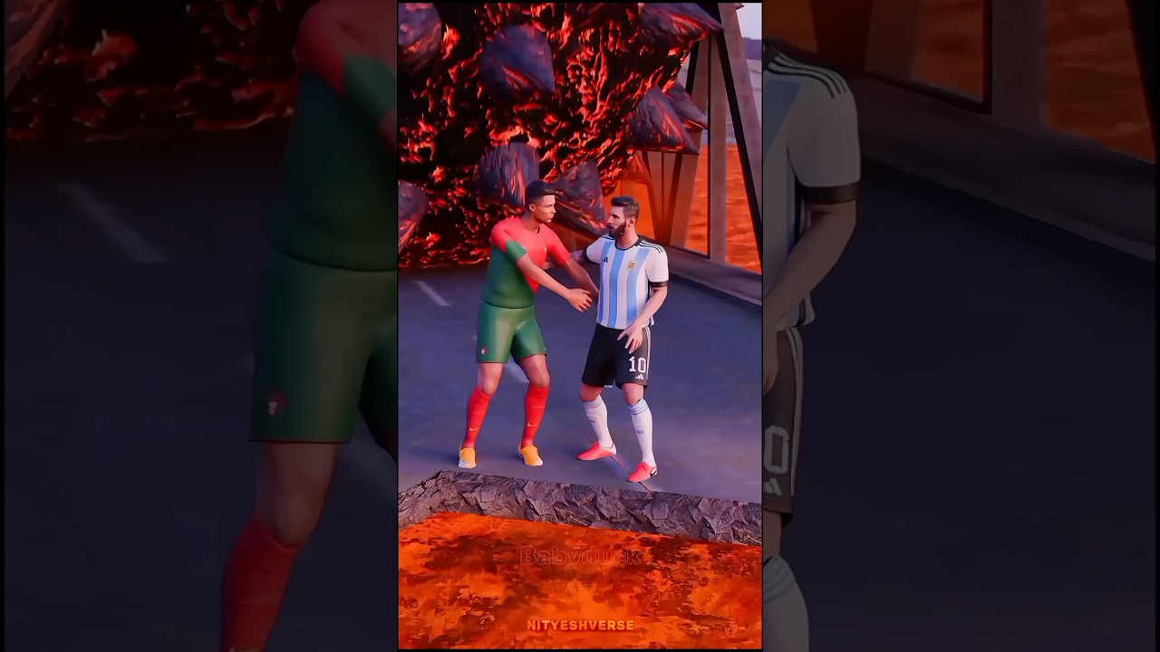 Cristiano Ronaldo saves Messi from the lava ball #ronaldo #cr7 #messi #edit #viral #shorts