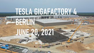 Tesla Gigafactory 4 Berlin | Primed Model Y bodies spotted | June 20, 2021 | DJI drone 4K Video