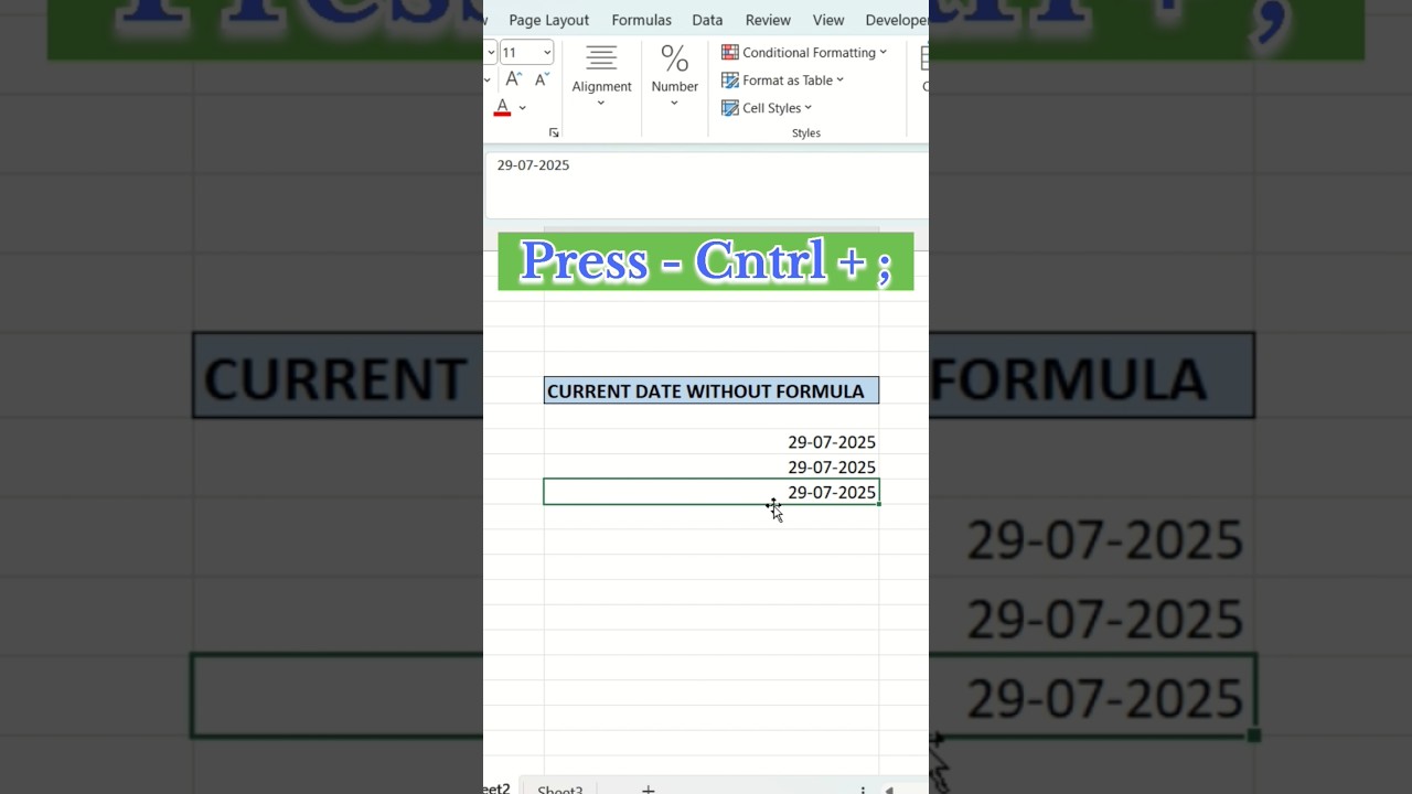 Current Date in 1 Second in Excel ✅️ 