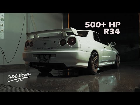 500+ hp ქარხნულ ძრავზე? მიგვყავს R34 Skyline Dyno-ზე. | DudewithR34 VLOG
