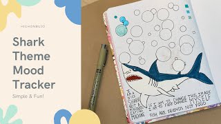 PLAN WITH ME || Mood Tracker March 2021 - Sharks - Bubbles - Ocean theme #shorts