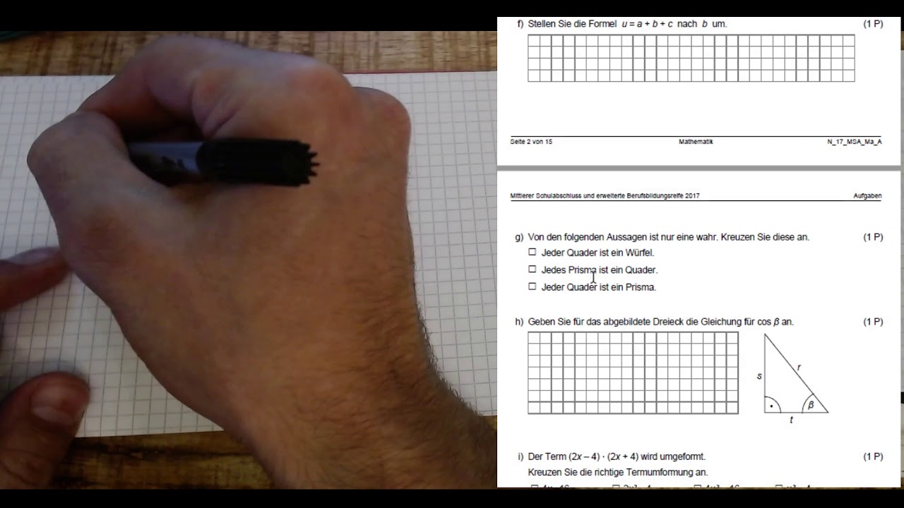 Msa Mathematik Nachschreiber 17 Berlin Brandenburg 1 Aufgabe Losung Youtube