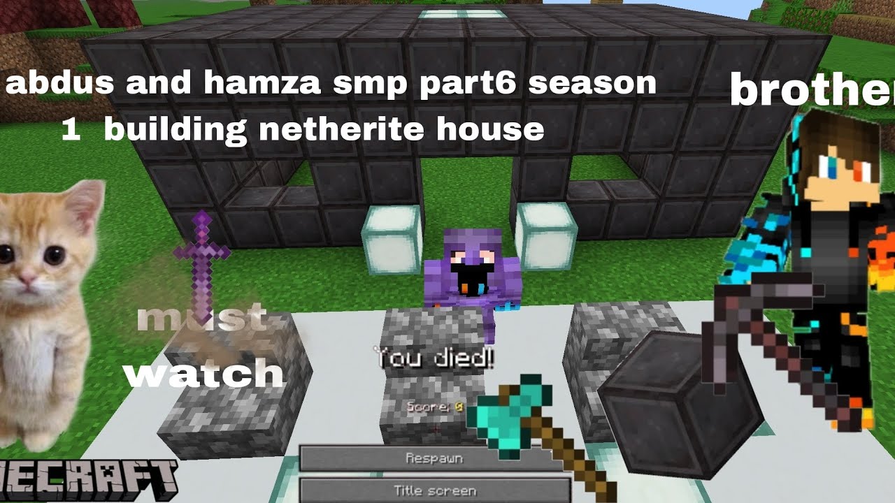 Hamza R Block building netherite block house 🤑🤑||op abdus and hamza SMP PART6 season ...