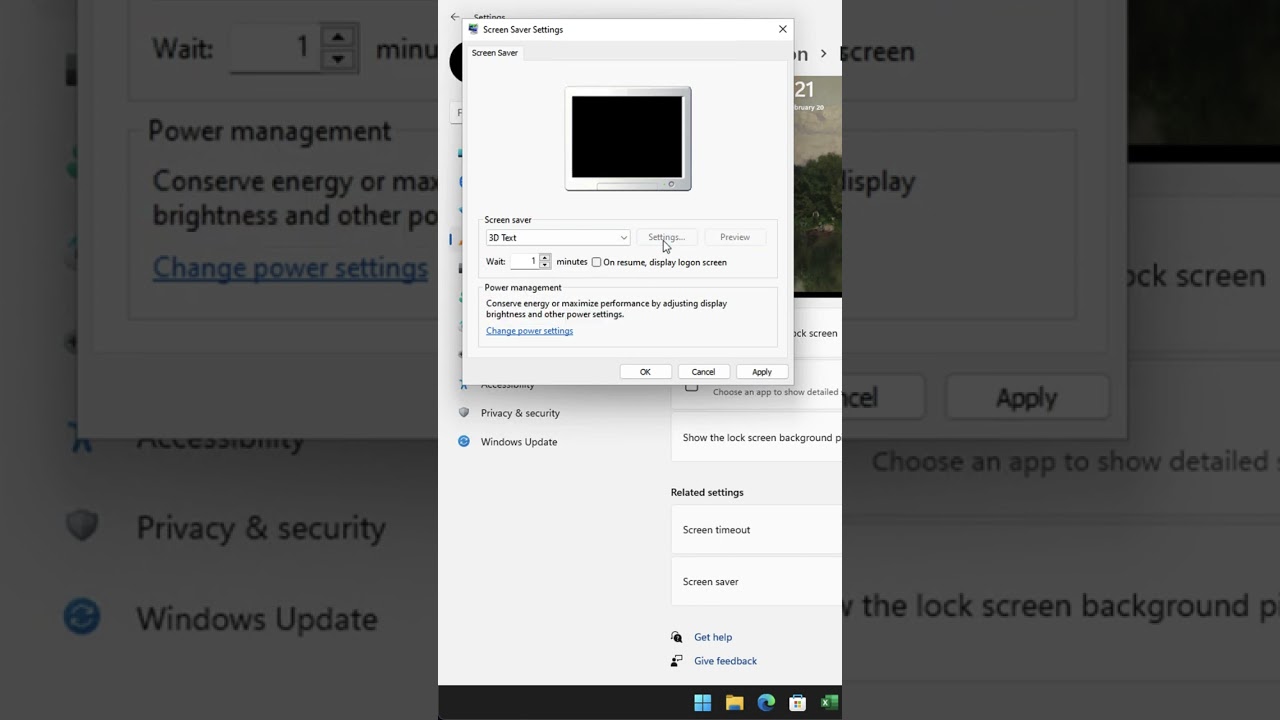 How to turn on ScreenSaver in windows 11 