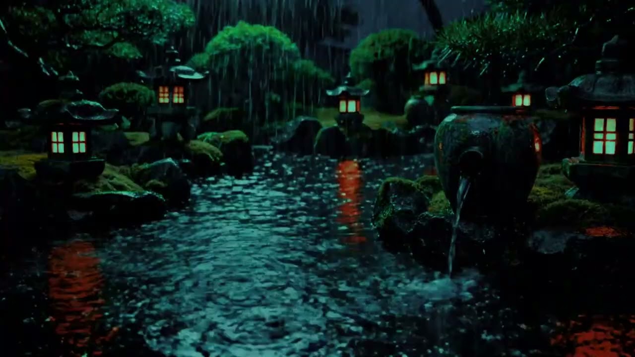 Sleep Instantly 😴 Night Rain | Zen Garden Ambience