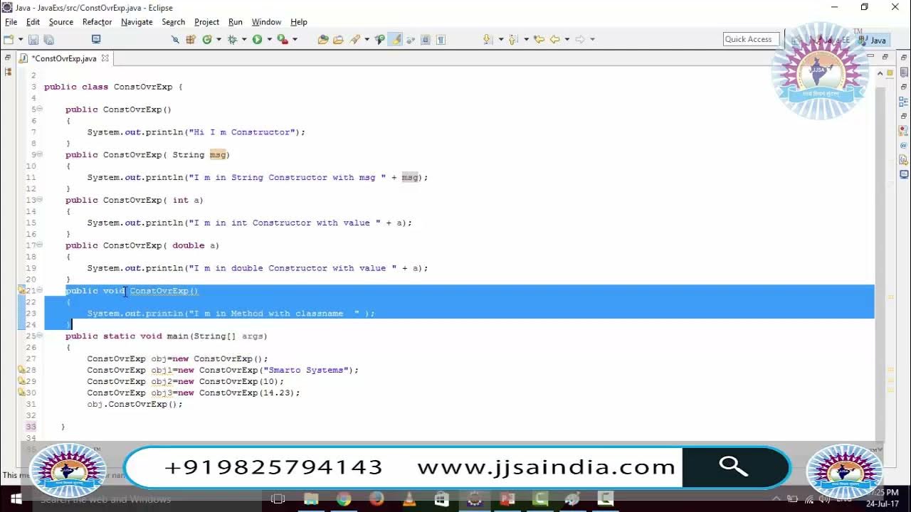 63 Constructor Overloading In Java - YouTube