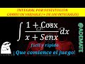 Integral (1+cosx)/(x+senx)dx por sustitución o cambio de variable ejemplo 73