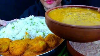 ASMR:Eating Kashmiri Dum Aloo+Dal Chawal+Matar Rice +Gajrela | Spicy Food Eating Show | ERSA ASMR