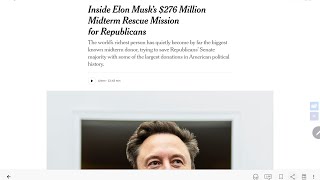 Inside Elon Musk’s $276 Million Midterm Rescue Mission for Republicans October 12, 2026 The NY Times