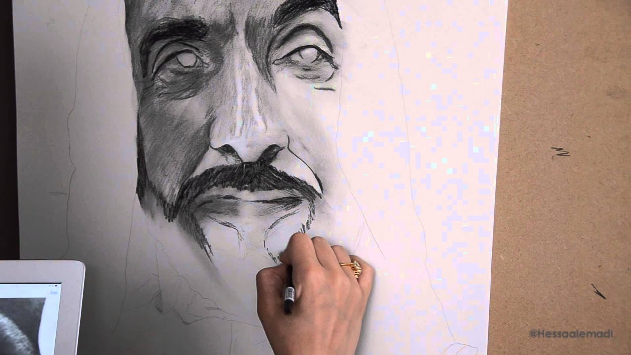 Portrait drawing : Sheikh Zayed (part 1 of 2) - YouTube