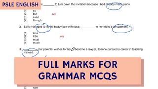 English Paper 2 Difficult Grammar MCQs (TTA PSLE English Paper 2 Ep 9)