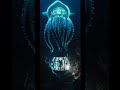 Diver faces glowing deep-sea squid! #ocean #deepsea #CGI #viral #creatures