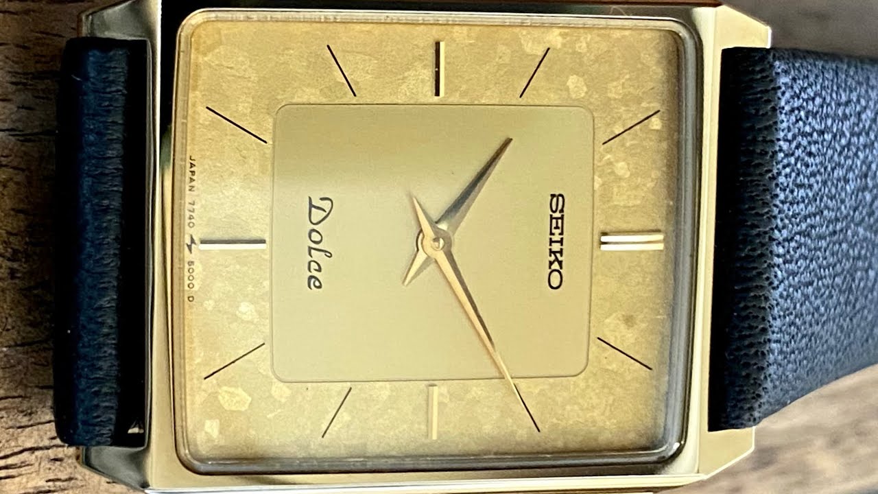 Vintage April 1987 Seiko Quartz Dolce 7740-5000 Gold Flake Nickel