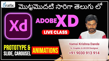 Adobe XD Prototype and Slide, Carousel Animations | UX Design Telugu Tutorial in Grafix Vidya