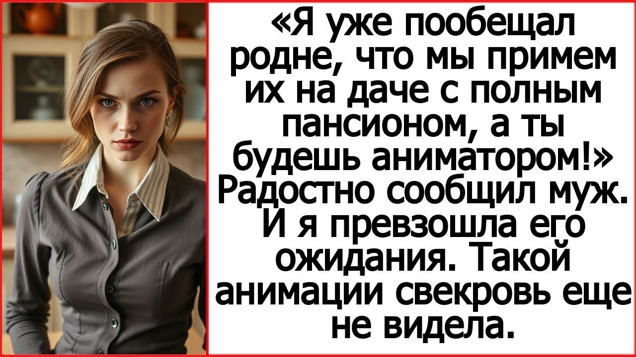 Я уже пообещал родне, что мы примем их на даче с полным пансионом! Радостно сообщил муж.
