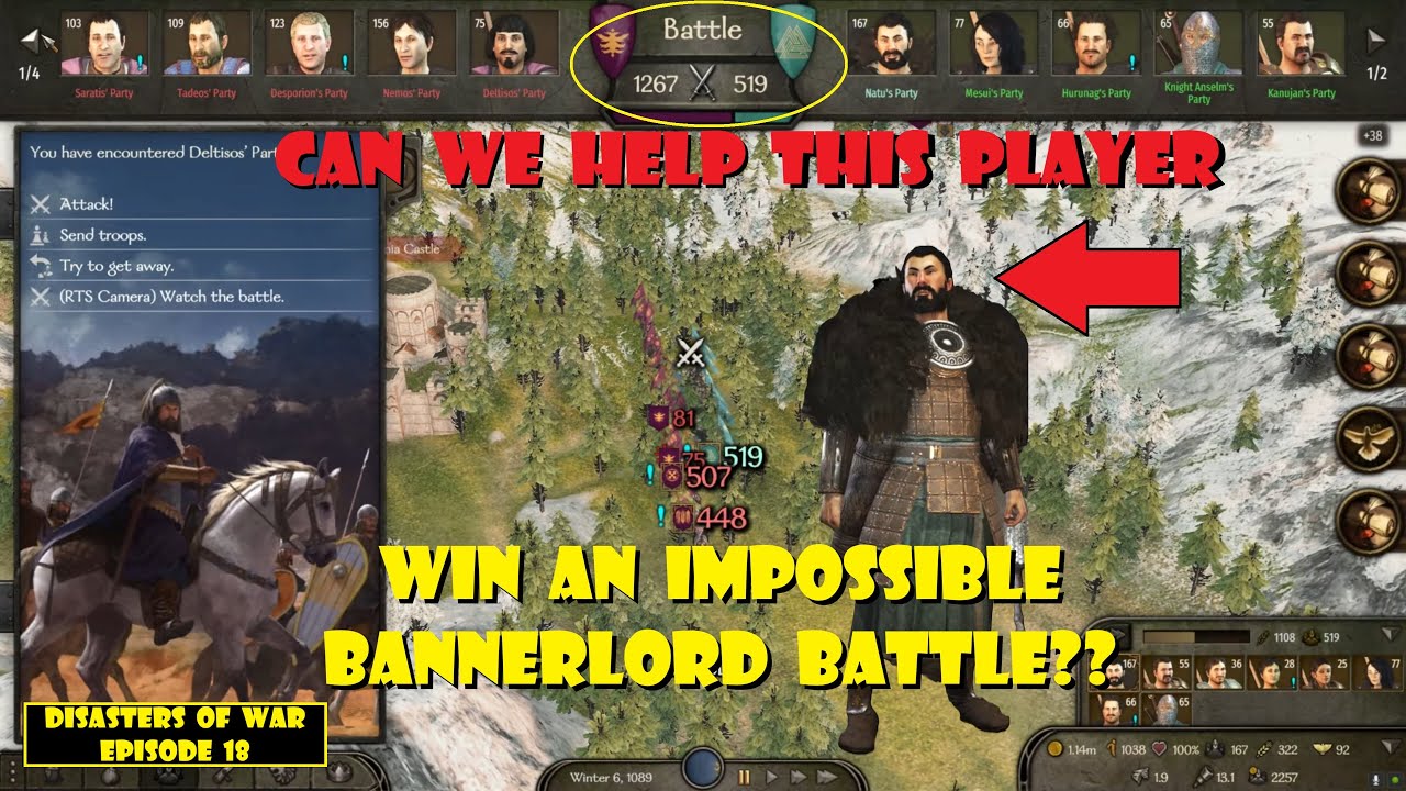 Нужна ПОМОЩЬ в кампании Bannerlord? Мы поможем игроку в ПЛОХОЙ ситуации, Disasters of War 18