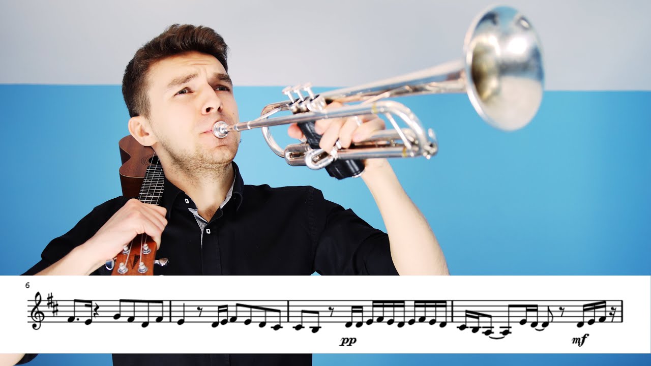 Justin Bieber Peaches Trumpet & Ukulele Cover (NOTES ON THE SCREEN