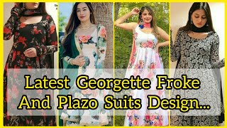 Latest New Georgette Froke And Palazzo Design || New Trendy Georgette Suits Design Ideas for Girls|| screenshot 4