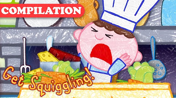 How to Write the Letter O and Draw a Chef | Get Squiggling! | HD Compilation