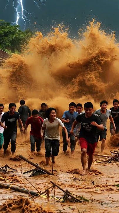 Detik Detik Tsunami Meluluhlantakkan Pemukiman! Gelombang Mengganas, Rumah Hancur Seketika!!!!!