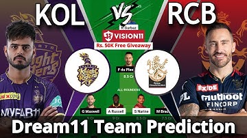 KOL vs RCB Dream11 Prediction | KOL vs RCB Dream11 | KOL vs RCB Dream11 Team | IPL 2023 Dream11 Team