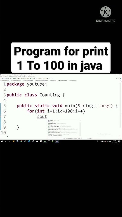 Program for print 1 to 100 in java by using few line of code | how to ...