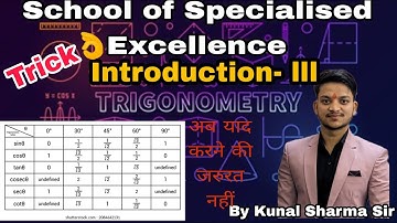 How to make trigonometry Table || Trigonometry || Introduction Part 3 || SoSE Entrance exam ||
