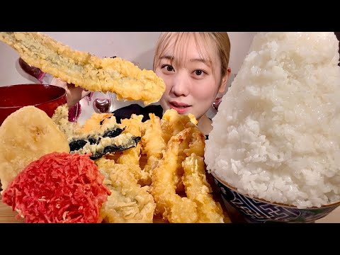 ASMR 天ぷら【咀嚼音/ Mukbang/ Eating Sounds】【日本語字幕】