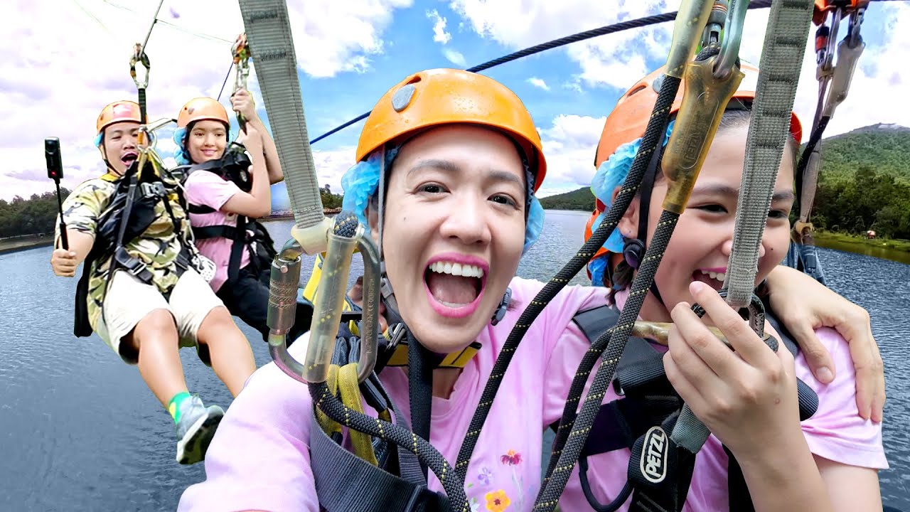หนูยิ้มหนูแย้ม โหนสลิงสุดมันส์! ผ่านน้ำยาวสุดที่ Zipline Adventure ห้วยตึงเฒ่า 🌲💦