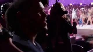 Selena Gomez and The Weeknd hugging at Victoria's Secret in 2015