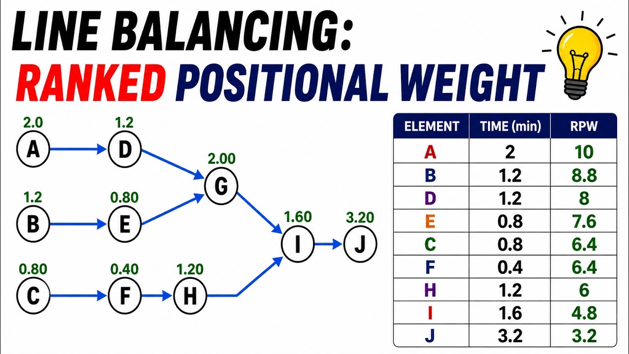 Line Balancing - Ranked Positional Weight (RPW) Method - YouTube