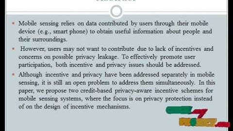 Providing Privacy-Aware Incentives in Mobile Sensing Systems | Final Year Projects 2016