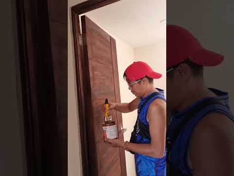 Wood Stain with Wood Varnish Gloss Finish on Timber Flush Door #itlogdiyproject