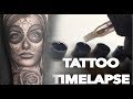 Tattoo timelapse  day of the dead and rose  chrissy lee  tutorial how to