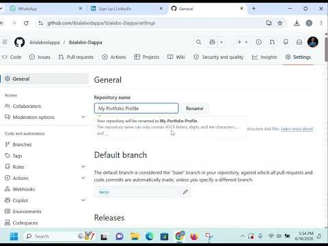 3 minutes video for Bigginners on how to rename your repository on GitHub 