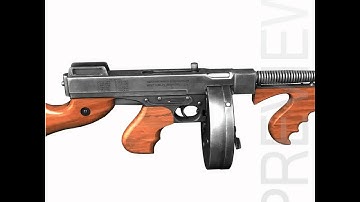 3D Model of Thompson Model 1928 Submachine Gun Review