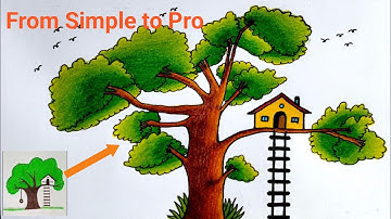 How to Draw a Big Tree 🌳House Step by Step | Tree House 🏠 Drawing | Drawing with Pencil for beginner