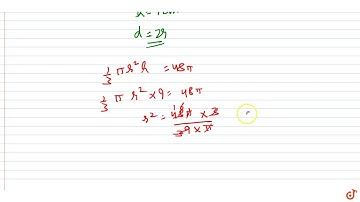 If the volume of a right circular cone of height 9 cm is `48pic m^3` , find the diameter of its ...