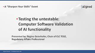 Testing the untestable: Computer Software Validation of AI functionality