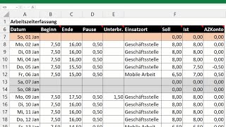 Excel Automatische Arbeitszeiterfassung Erstellen - Vorlage Zeiterfassung Mit Überstunden, Feiertage