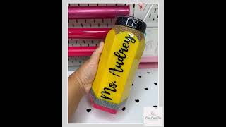 Personalized 3D Pencil Tumbler | 20oz Stainless Steel | Glitter or Plain Finish