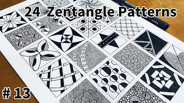 24 Zentangle Patterns Tutorial  Step by Step  for Beginners #13  |  24 Doodle Patterns