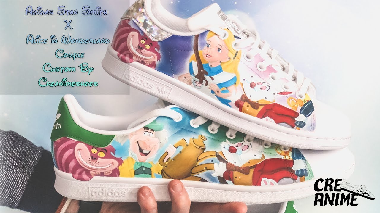 Adidas Smith x Alice in Wonderland Disney custom (peint à la main) - YouTube