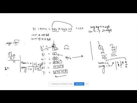 Factorial of large number using array in C - YouTube