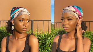 4 SIMPLE QUICK & EASY WAYS TO STYLE 1 SATIN/SILK HEADWRAP/TURBAN/HEADSCARF